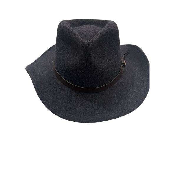 SCALA 100% Wool Felt Western Hat Medium Gray Leather Band Metal Logo main image 5